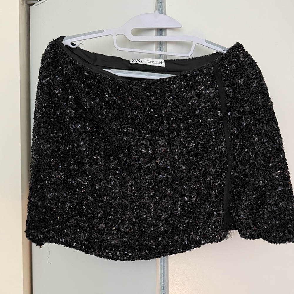Zara Midnight Black Sequin Skirt